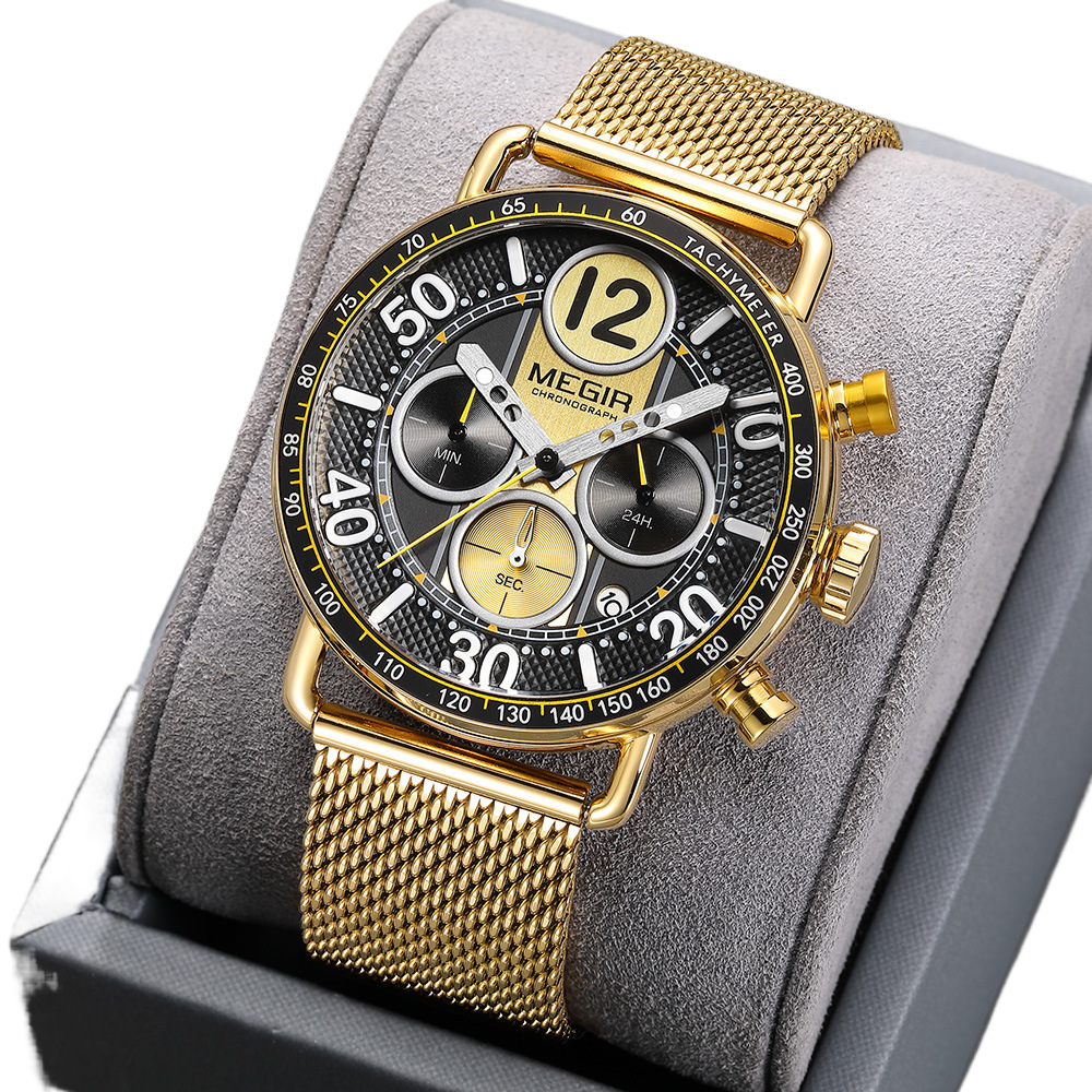 U.M | MEGIR Chronograph Watch with Stainless Steel Mesh Strap