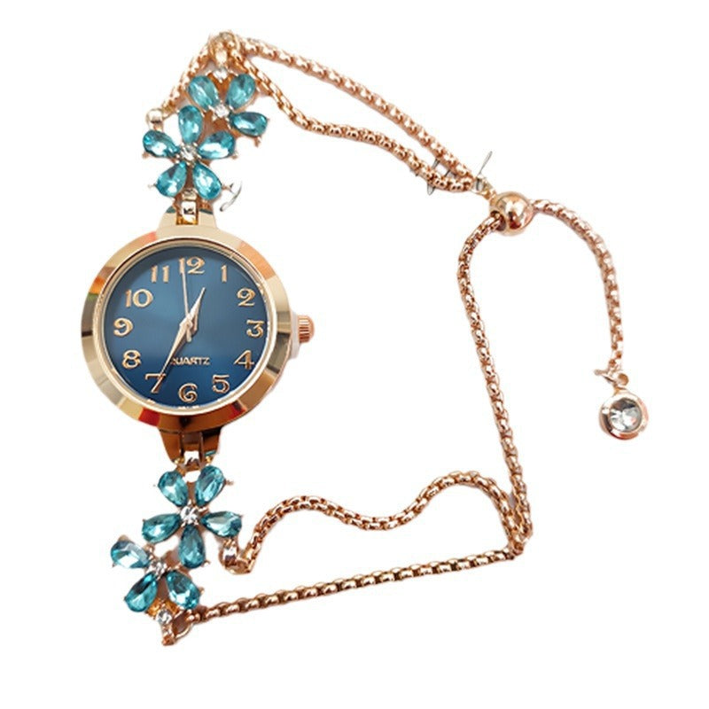 U.M | Flower-Shaped Diamond-Encrusted Women's Quartz Watch
