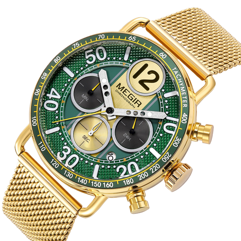U.M | MEGIR Chronograph Watch with Stainless Steel Mesh Strap