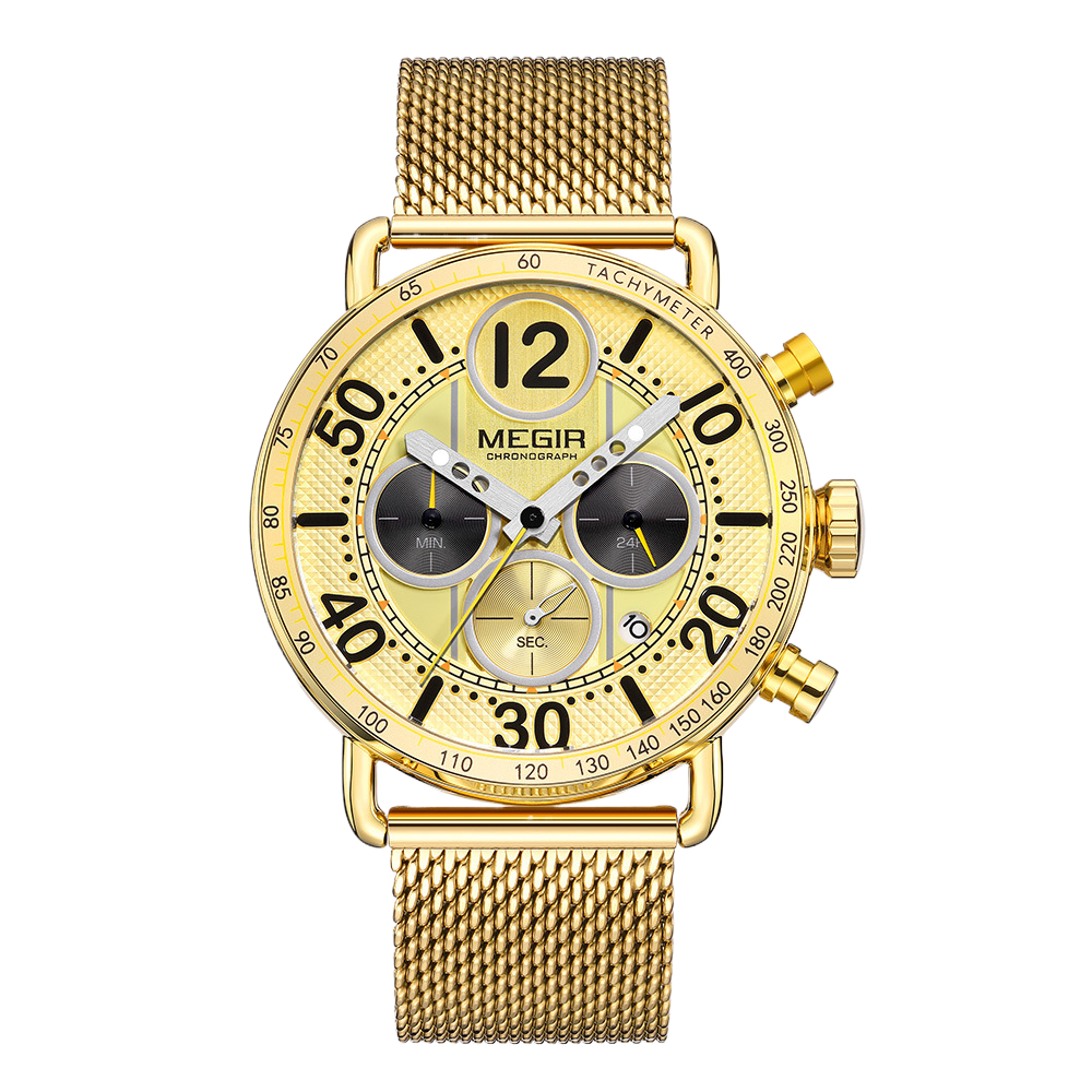U.M | MEGIR Chronograph Watch with Stainless Steel Mesh Strap