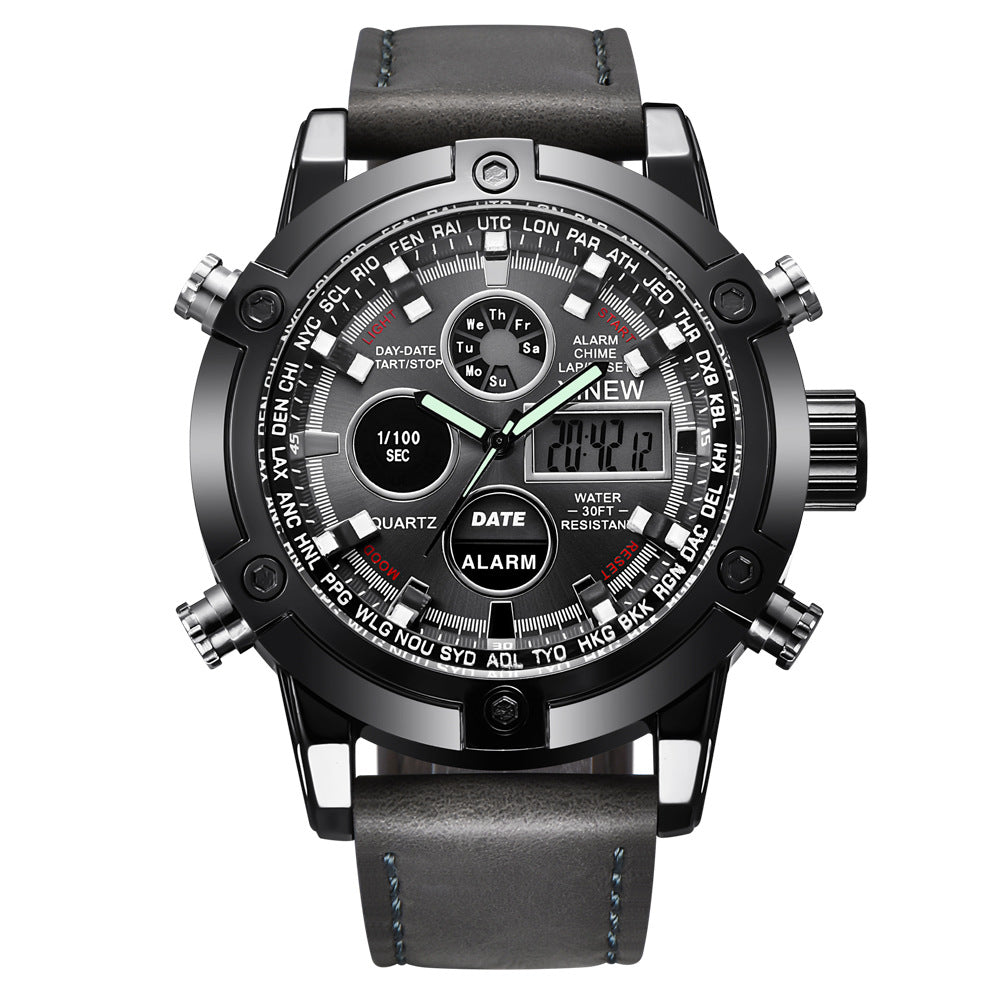 U.M | Chronograph Business Watch Men's Leather Digital Wristwatches
