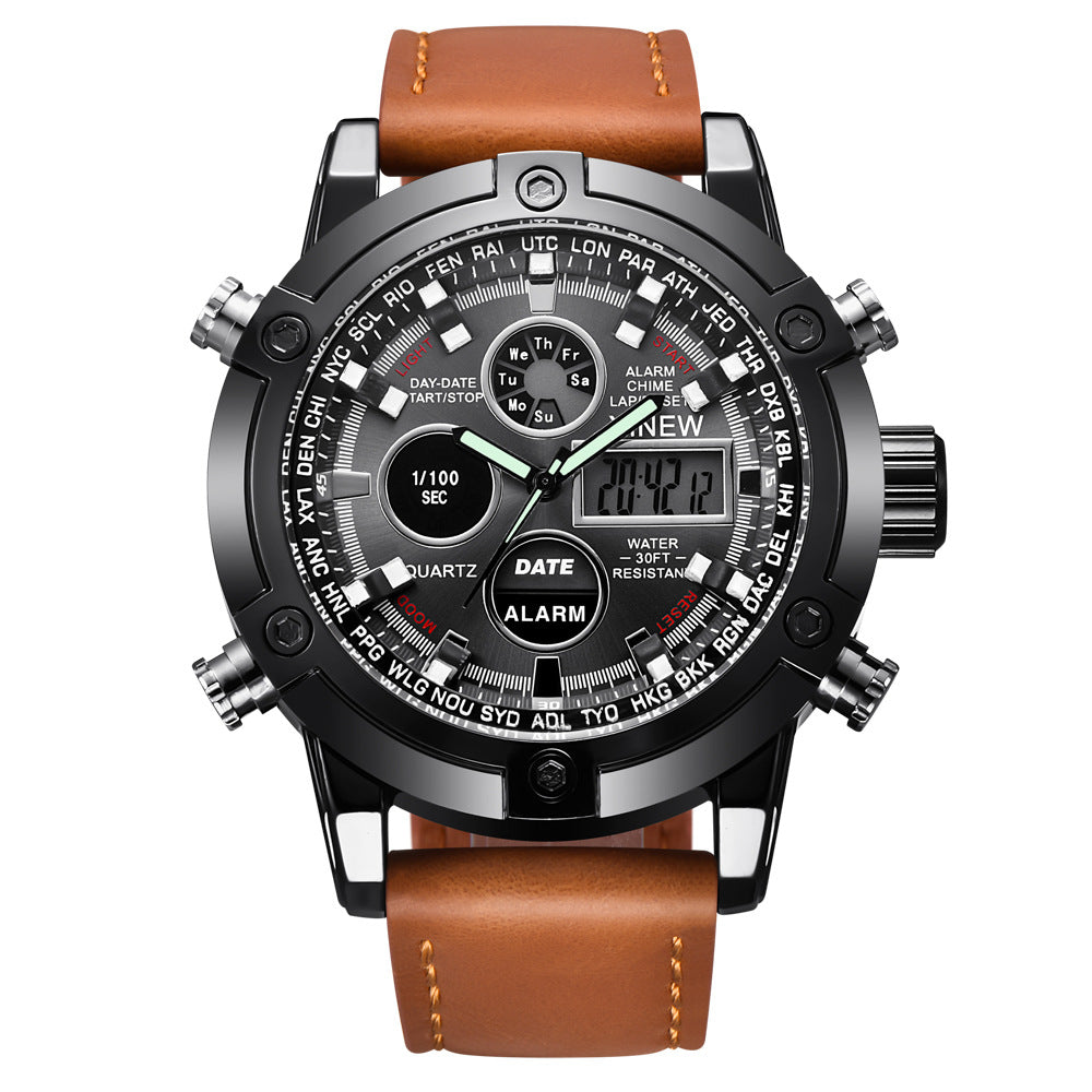 U.M | Chronograph Business Watch Men's Leather Digital Wristwatches
