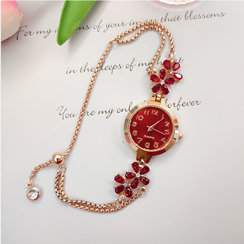 U.M | Flower-Shaped Diamond-Encrusted Women's Quartz Watch