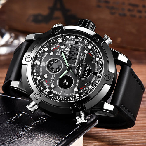 U.M | Chronograph Business Watch Men's Leather Digital Wristwatches
