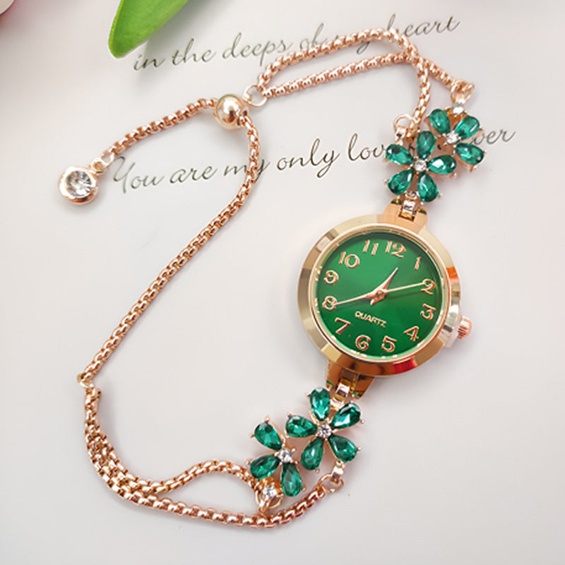 U.M | Flower-Shaped Diamond-Encrusted Women's Quartz Watch